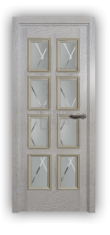Дверь Velmi 10-701, цвет патина белая с золотом, остекленная
