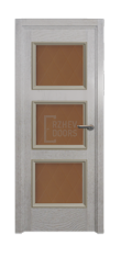 Дверь Velmi 06-701, цвет патина белая с золотом, остекленная